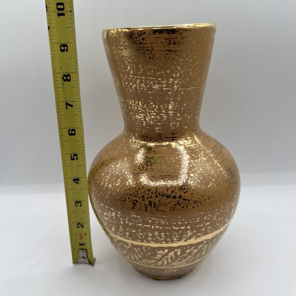 Vintage Stangl 22K Granada Gold Pottery Genie Vase 9.5" Hand Painted Decor USA - Picture 4 of 12